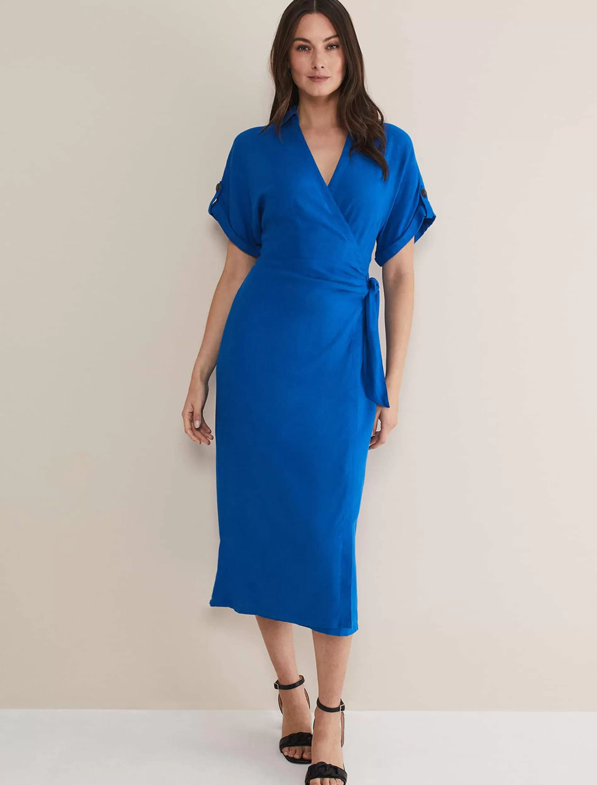 Phase Eight Yasse Linen Shirt Dress Blue Cheap