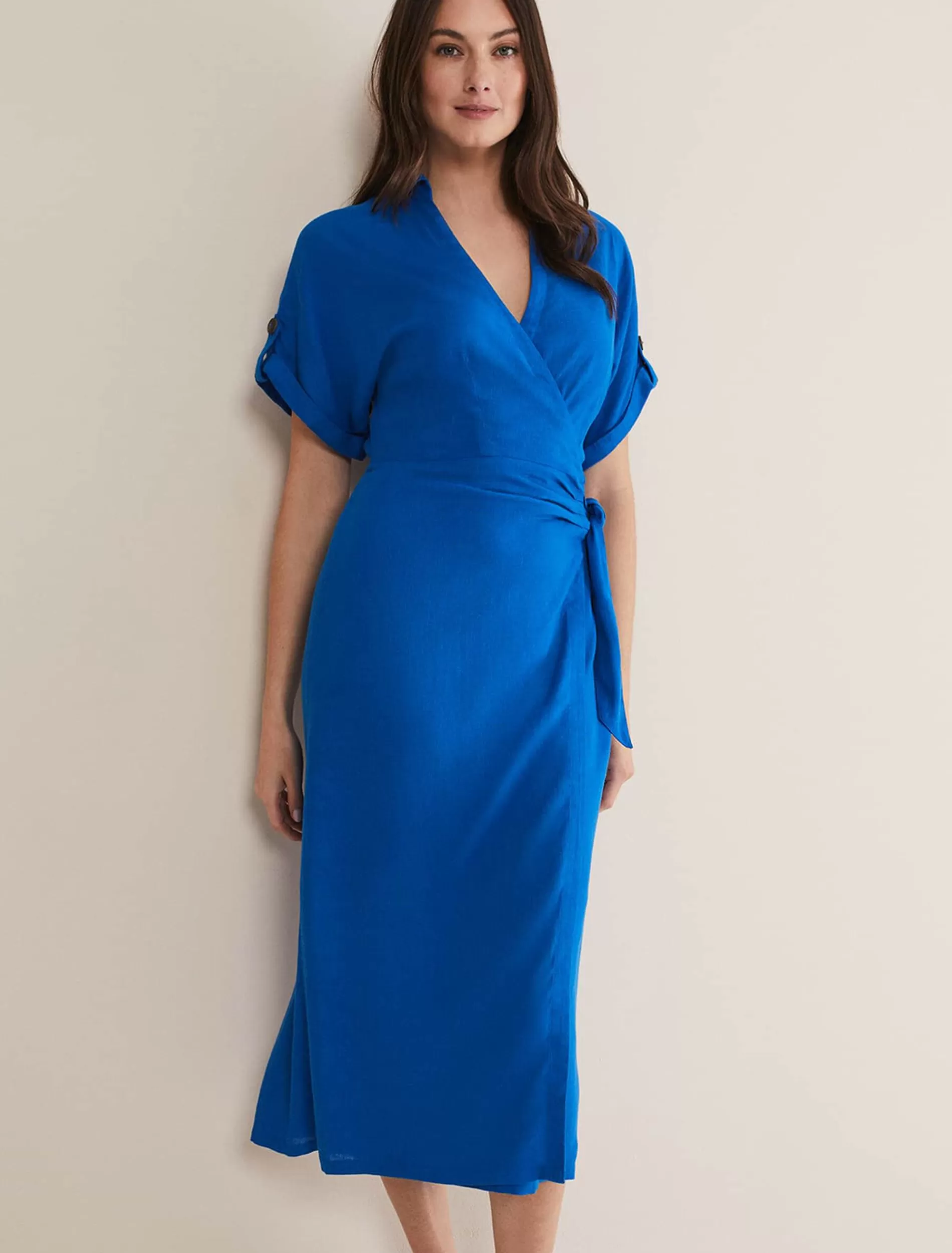 Phase Eight Yasse Linen Shirt Dress Blue Cheap