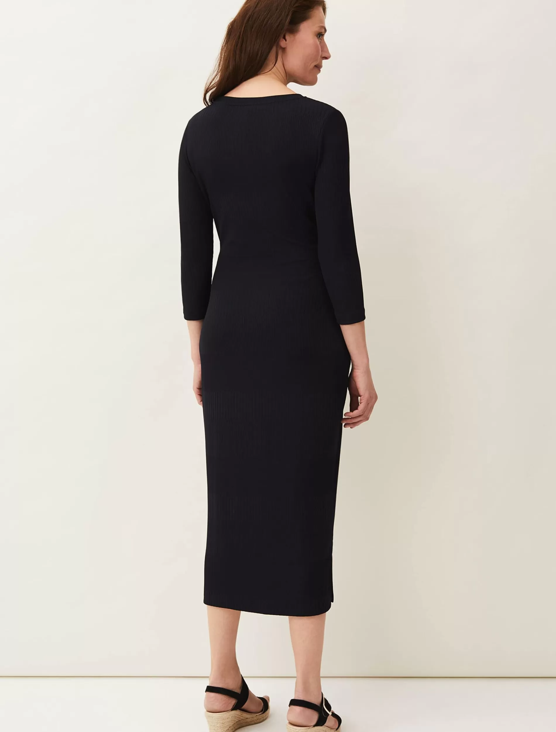 Phase Eight Yazmina Long Sleeve Ribbed Dress Navy Cheap
