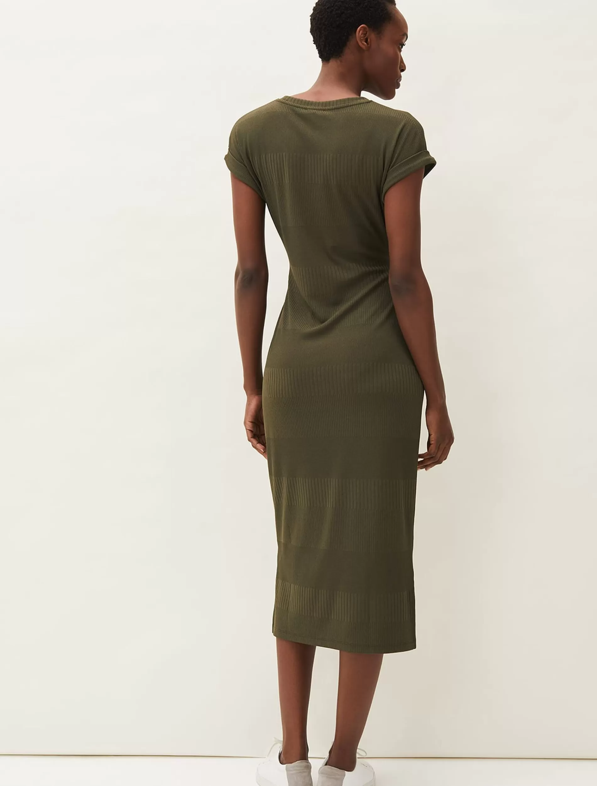 Phase Eight Yazmina Ribbed Jersey Midi Dress Khaki Shop