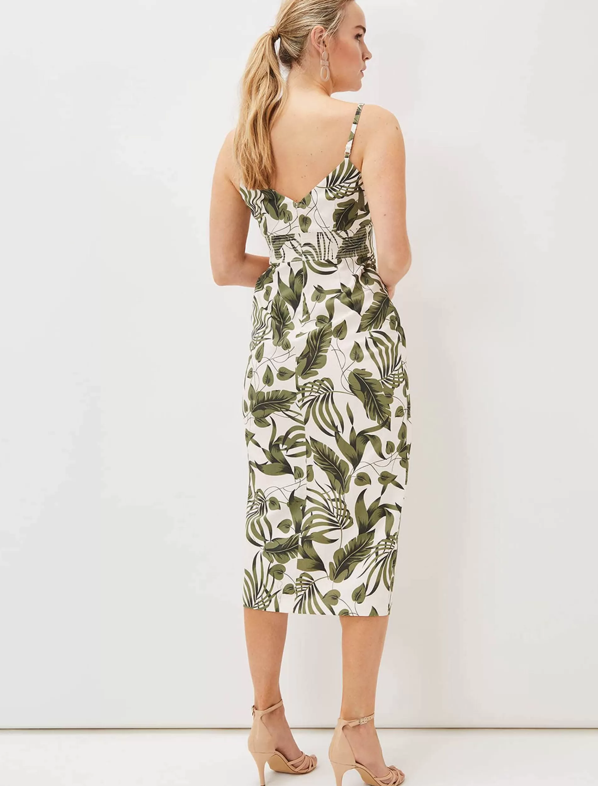 Phase Eight Yolanta Cotton Palm Print Midi Dress Ivory/Multi Outlet