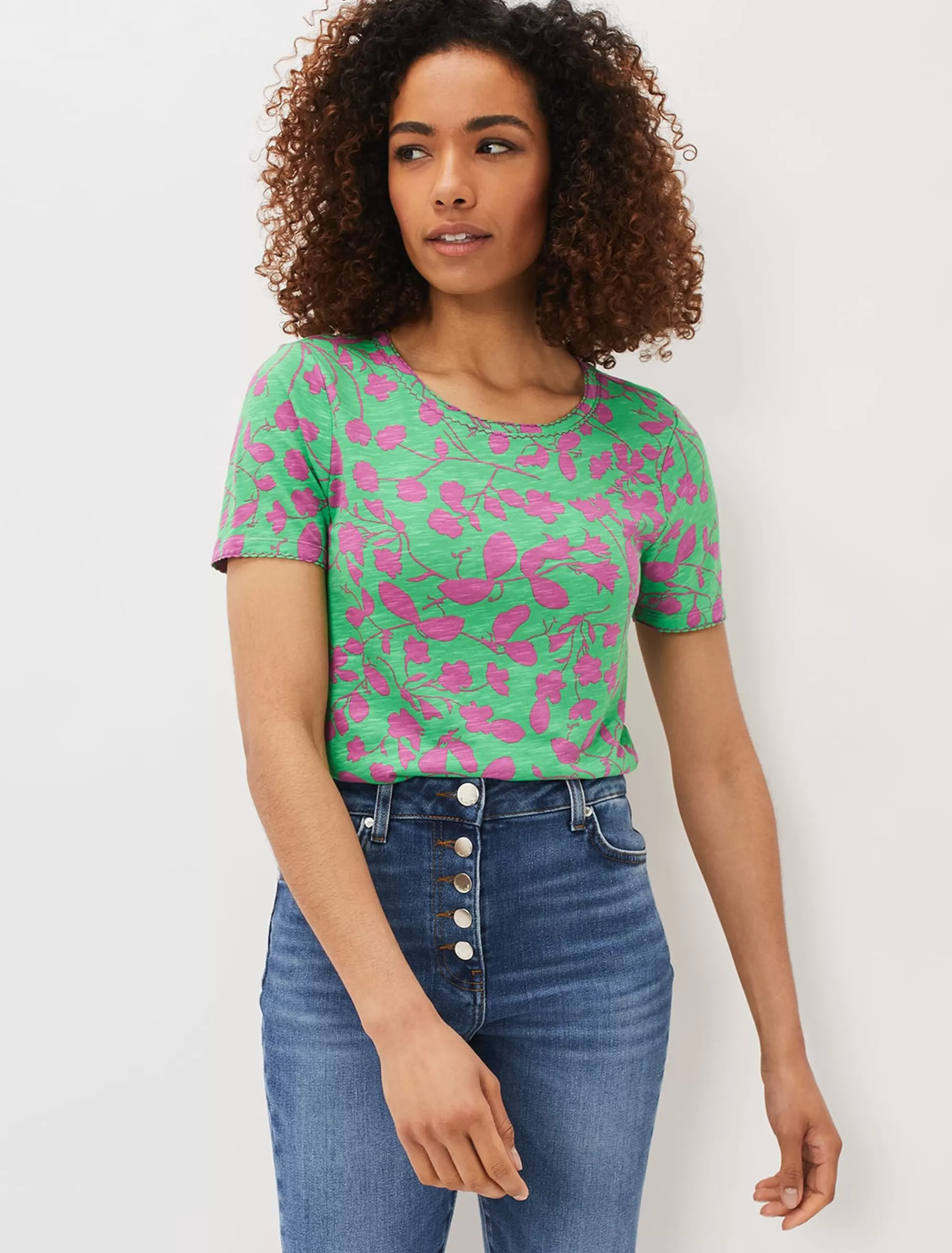 Phase Eight Zafina Floral T-Shirt Emerald/Orchid Cheap