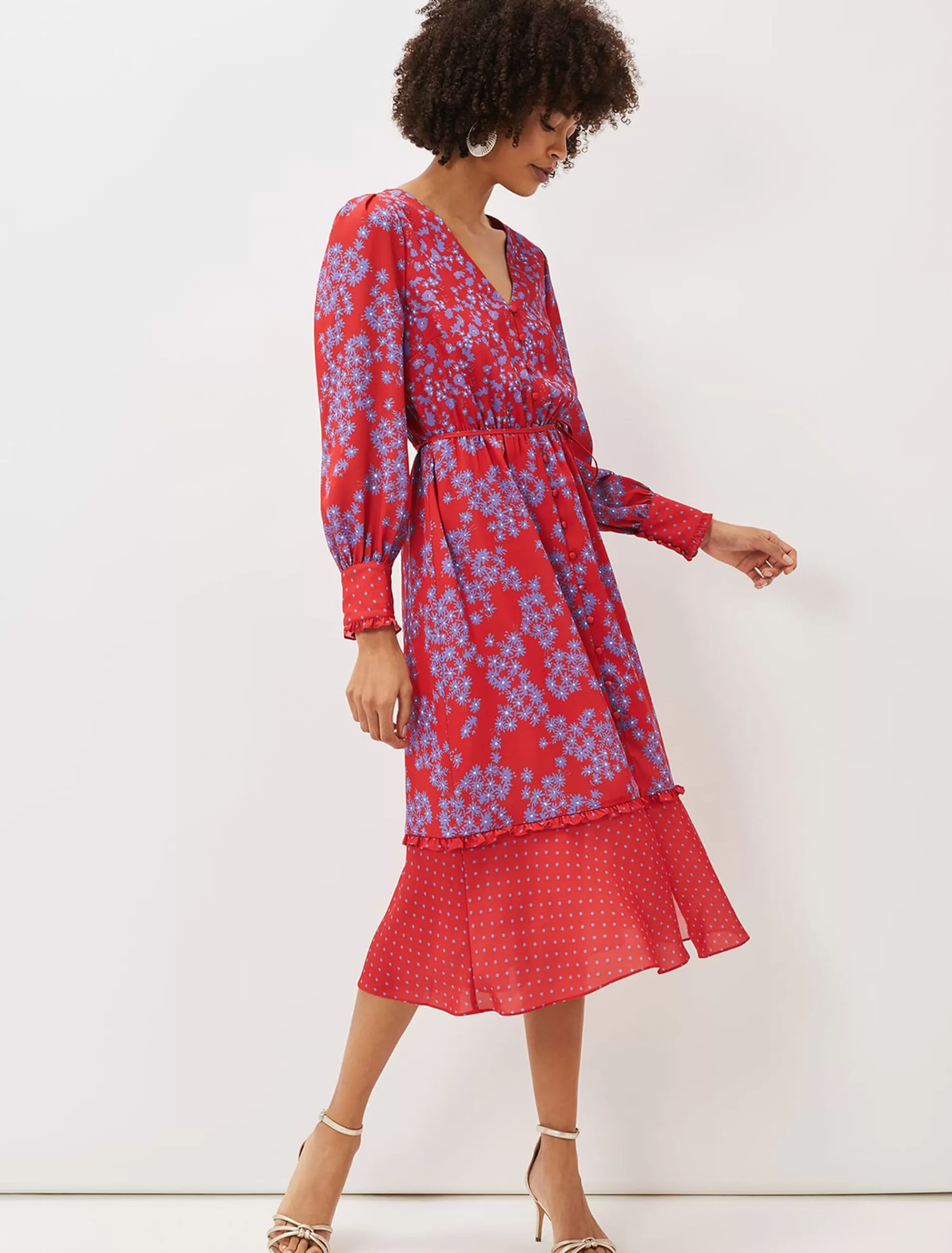 Phase Eight Zahara Floral And Spot Print Dress Multi-Coloured Sale