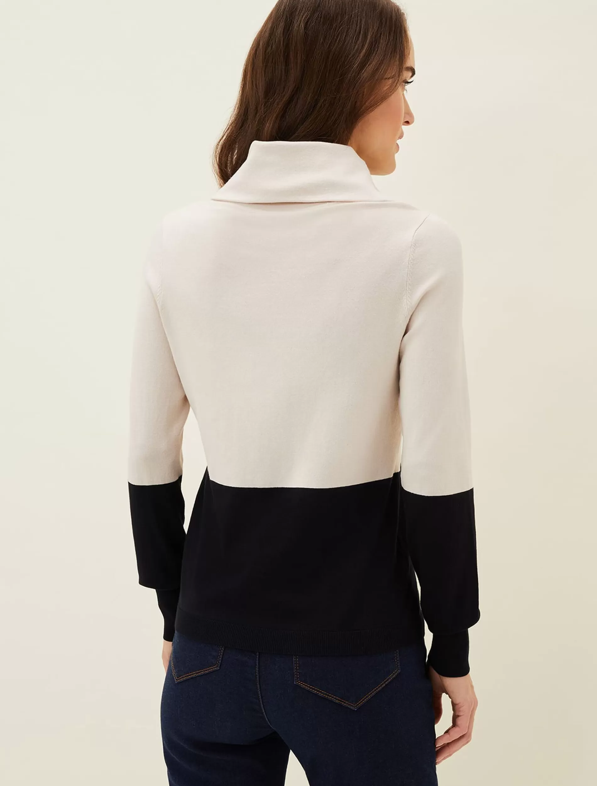 Phase Eight Zasha Colourblock Cowl Neck Jumper Midnight/Stone Cheap