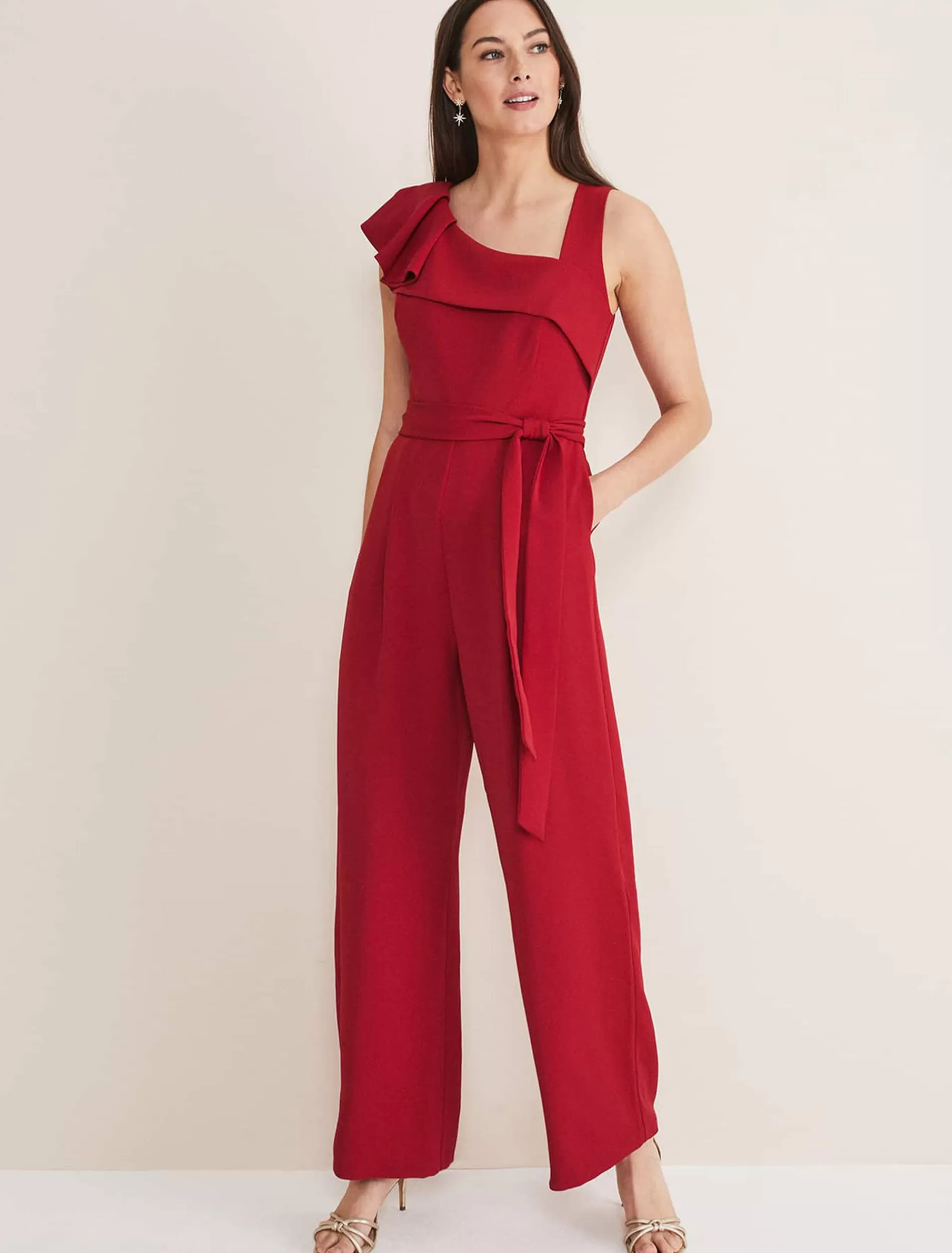 Phase Eight Zelda Belted Jumpsuit Oxblood Best Sale