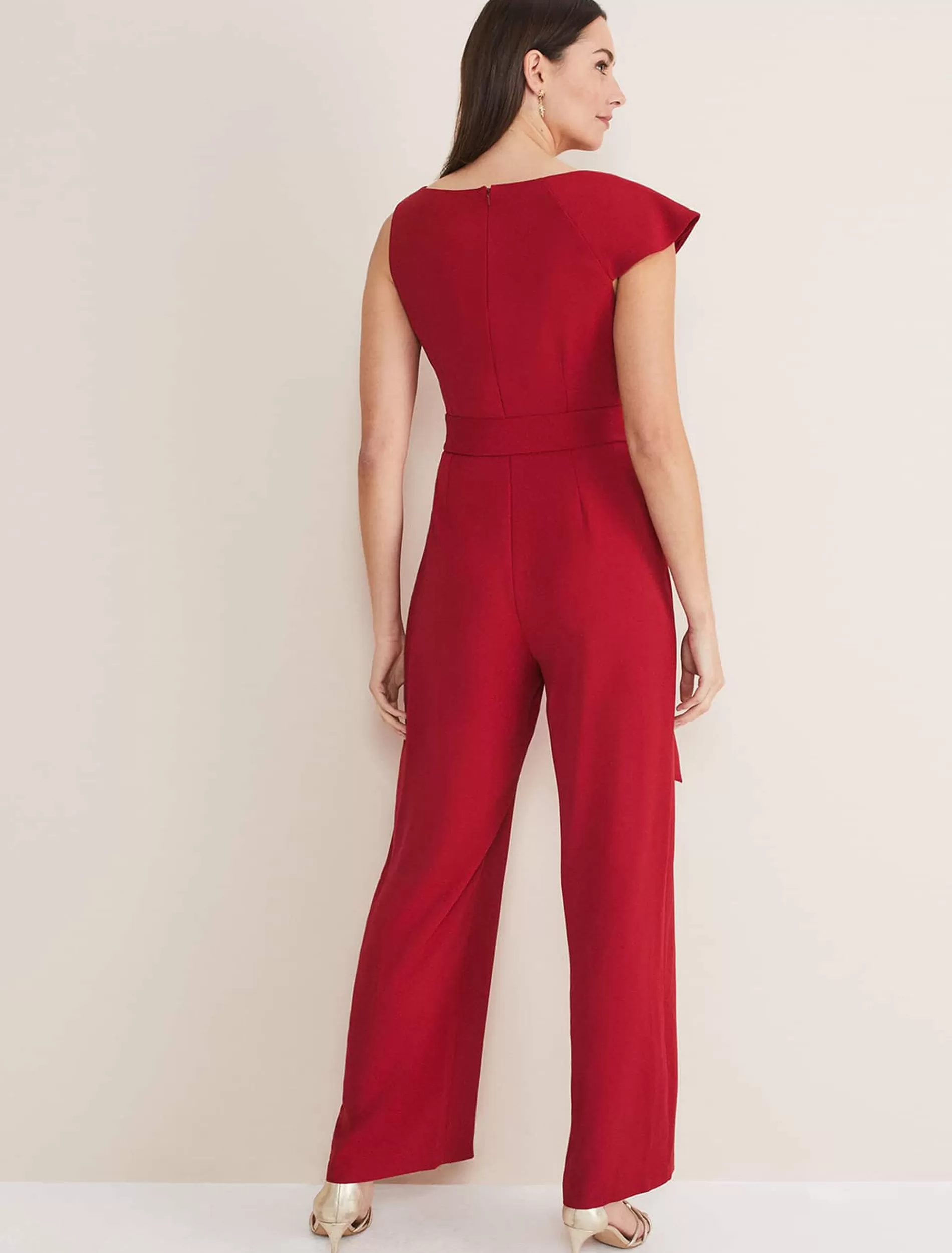 Phase Eight Zelda Belted Jumpsuit Oxblood Best Sale
