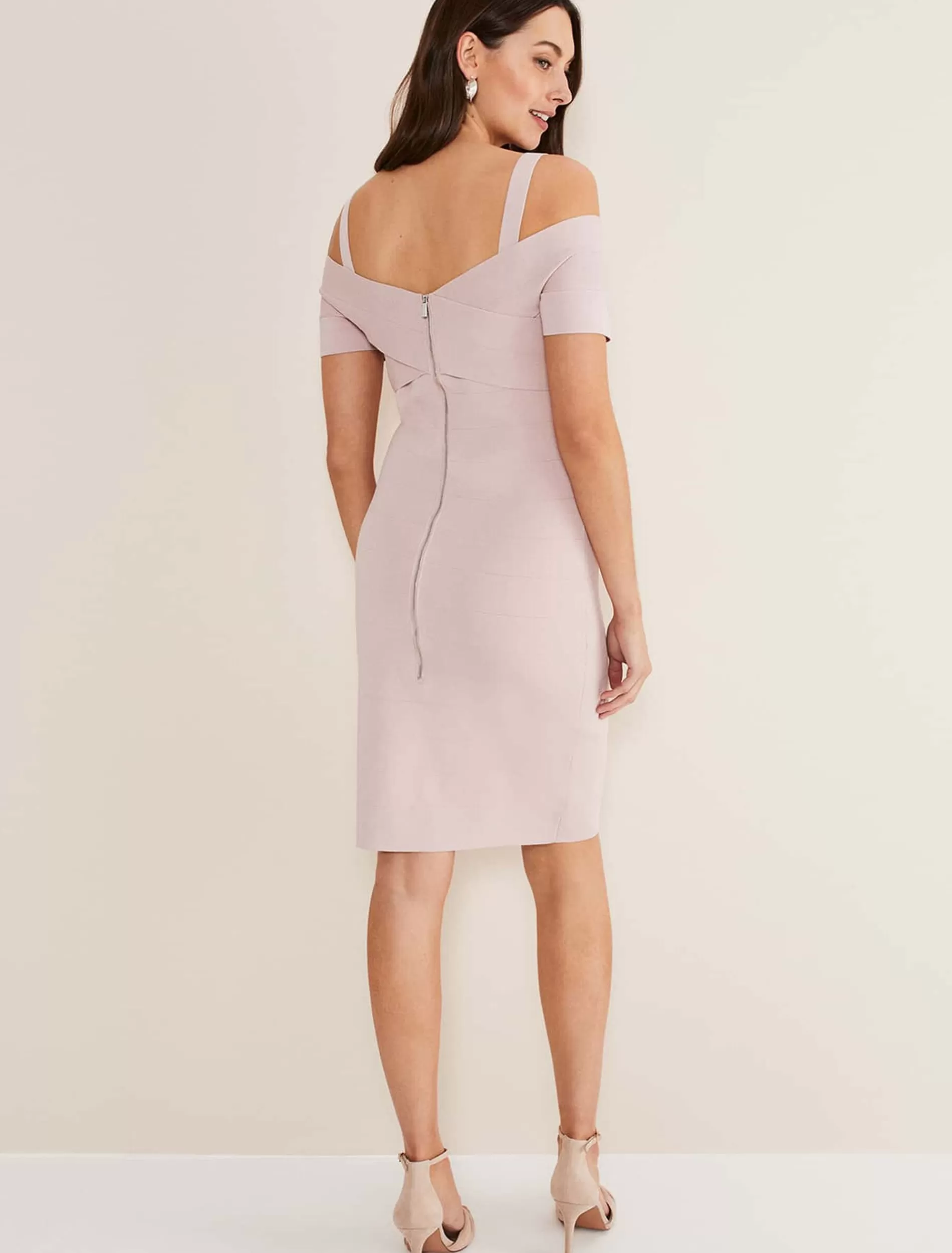 Phase Eight Zella Knitted Bandage Dress Antique Rose New