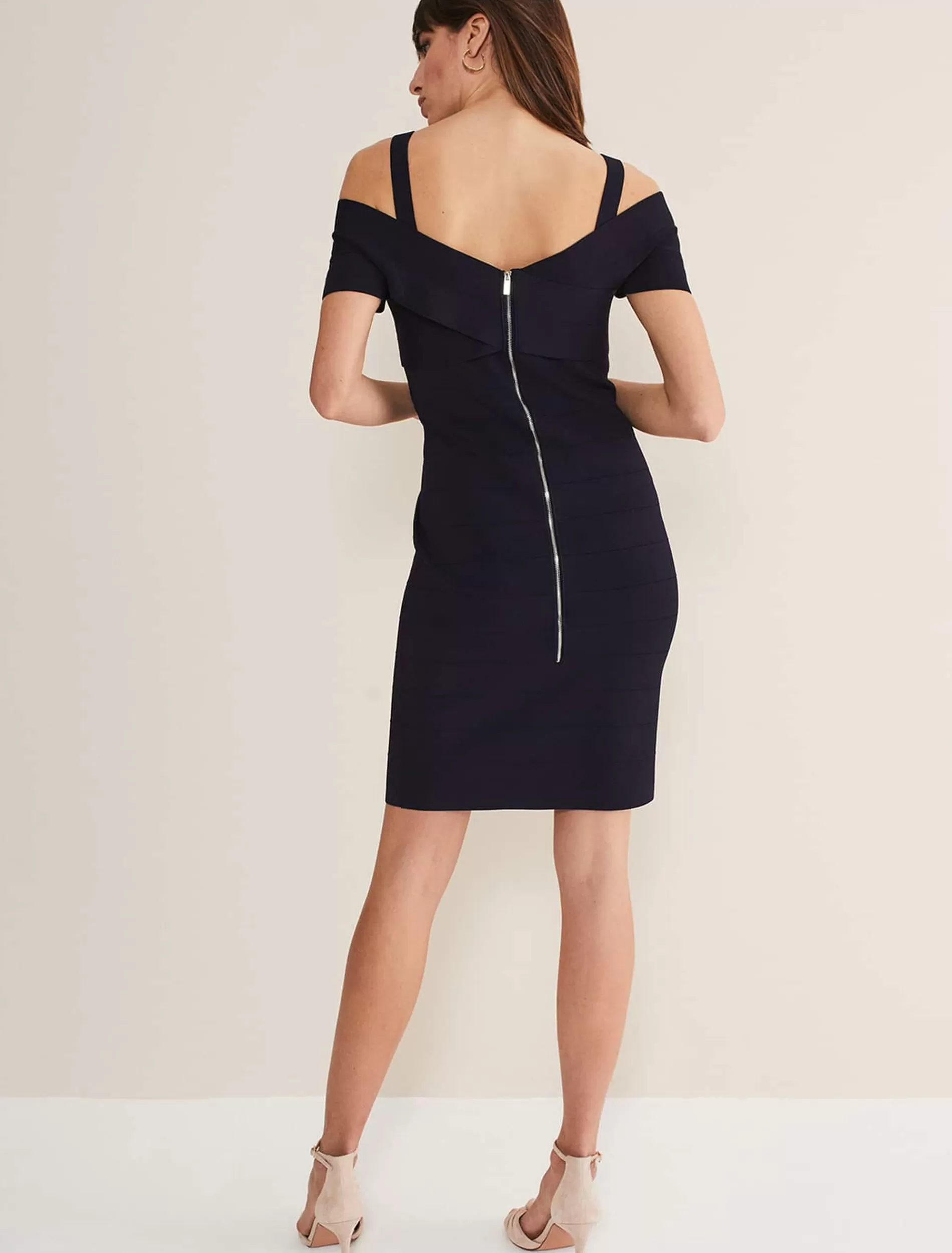 Phase Eight Zella Knitted Bandage Dress Navy Clearance