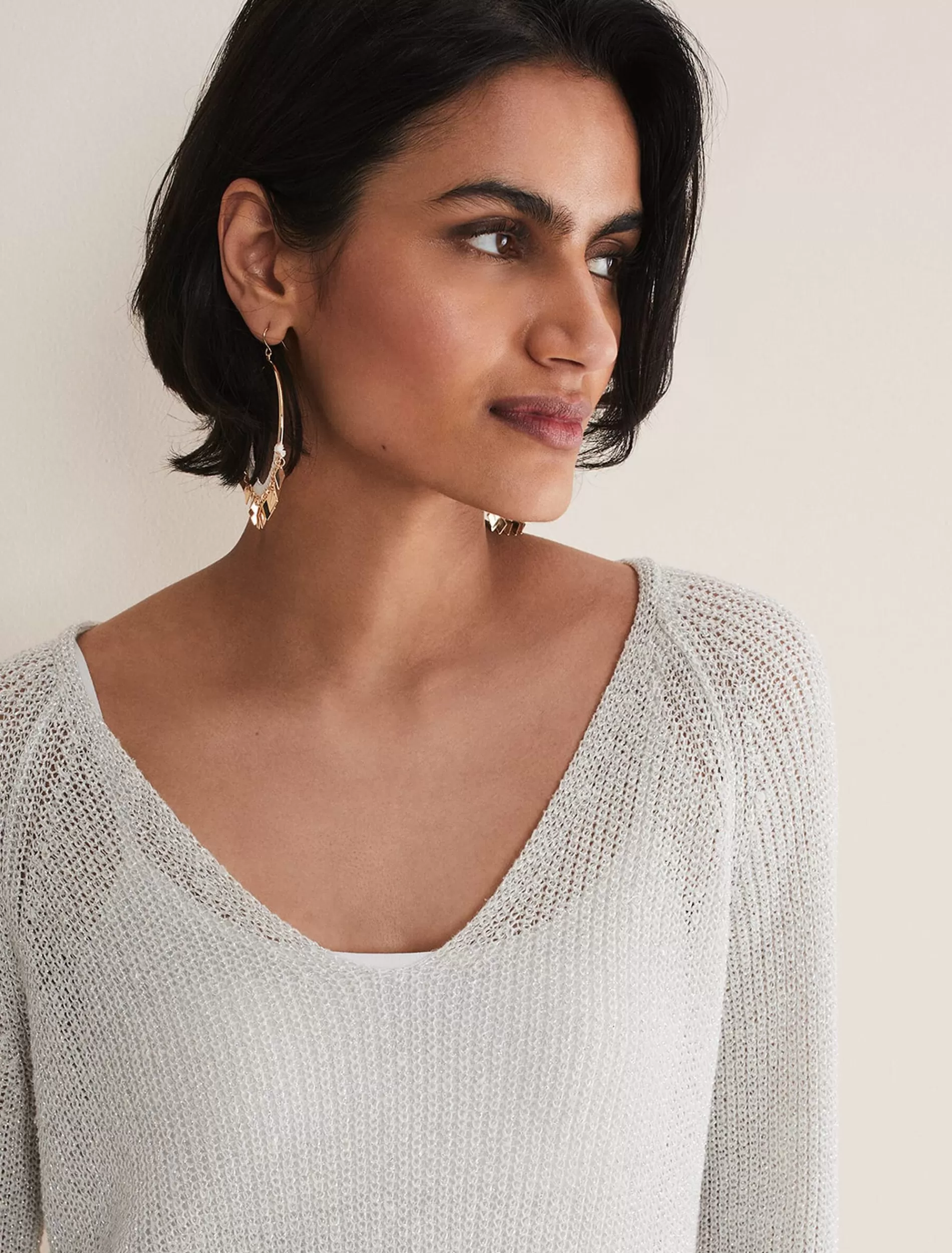 Phase Eight Zenaida Knitted Top Silver Shop