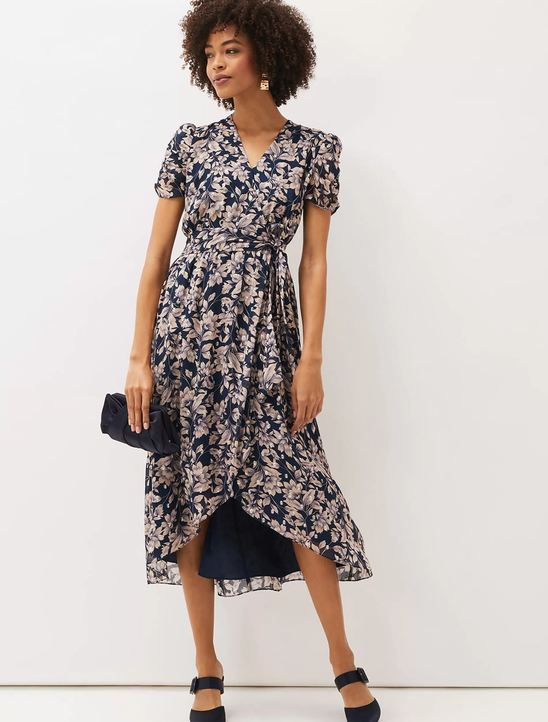 Phase Eight Zendaya Floral Dress Perussian Blue/Taupe Online