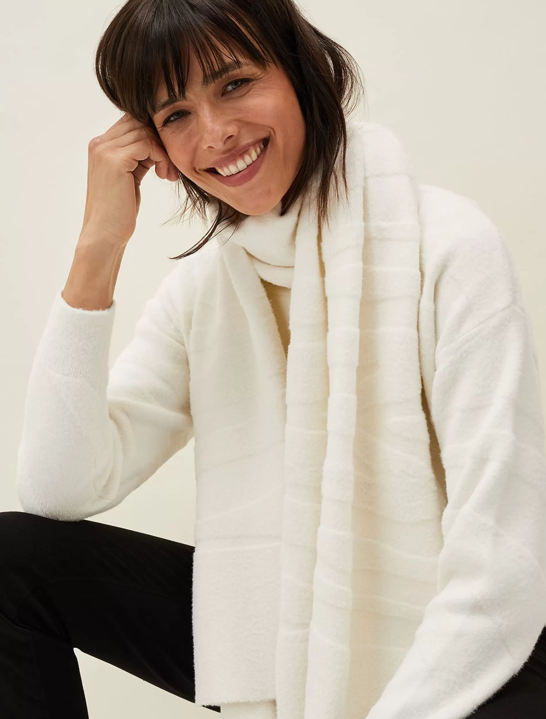 Phase Eight Zeny Zebra Jacquard Scarf Winter White Best