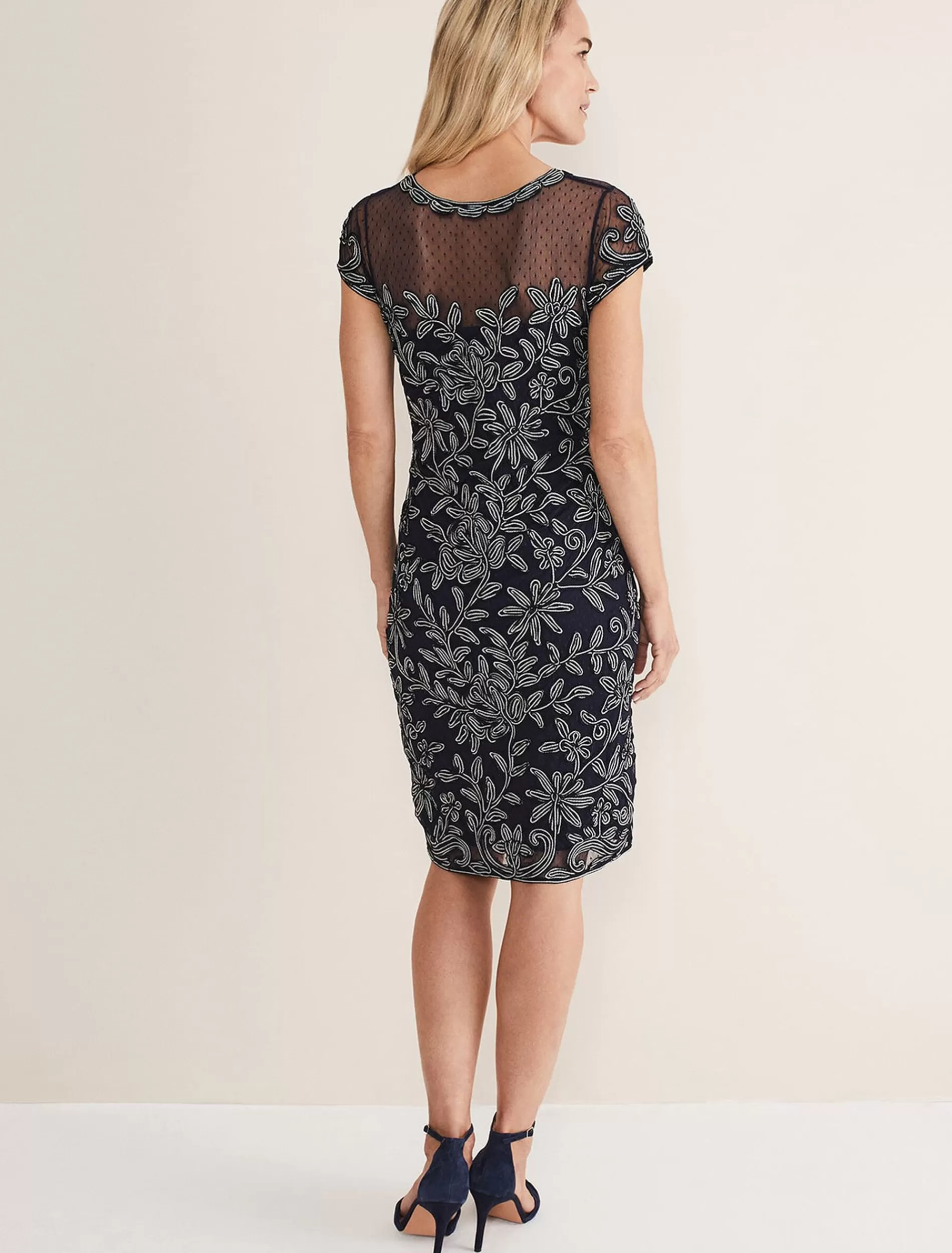 Phase Eight Zila Tapework Dress Navy/Ivory Fashion
