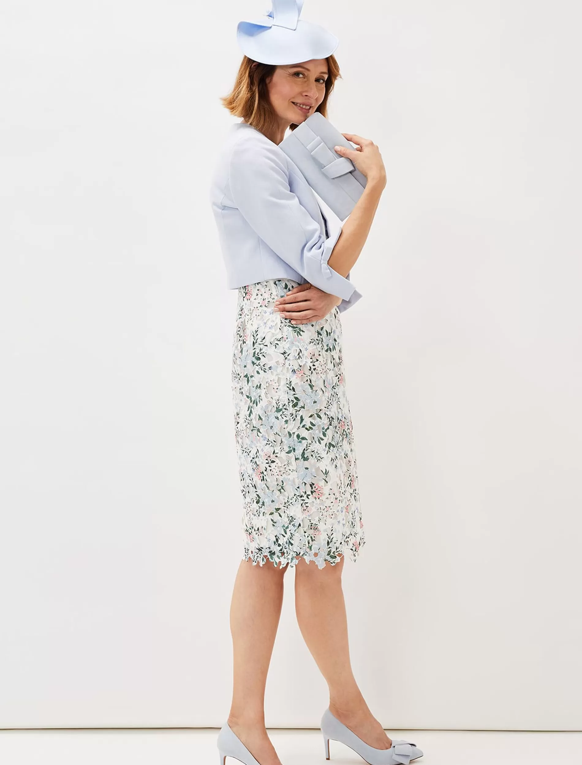 Phase Eight Zoelle Bow Detail Jacket Sky Blue Cheap