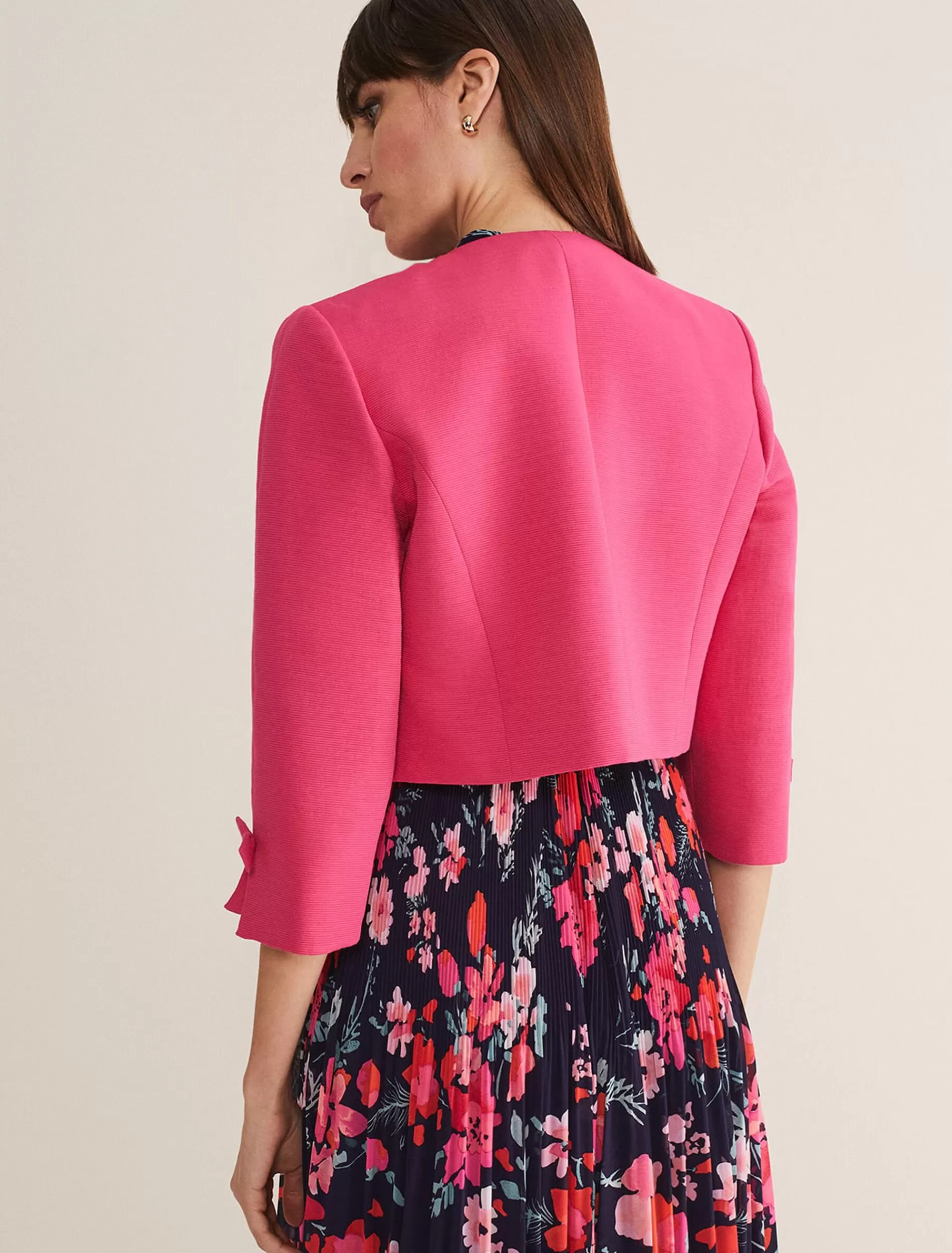 Phase Eight Zoelle Bow Detail Jacket Neon Pink Hot